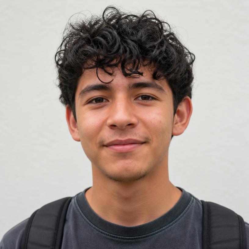 Estudiante de Habla con cabello rizado